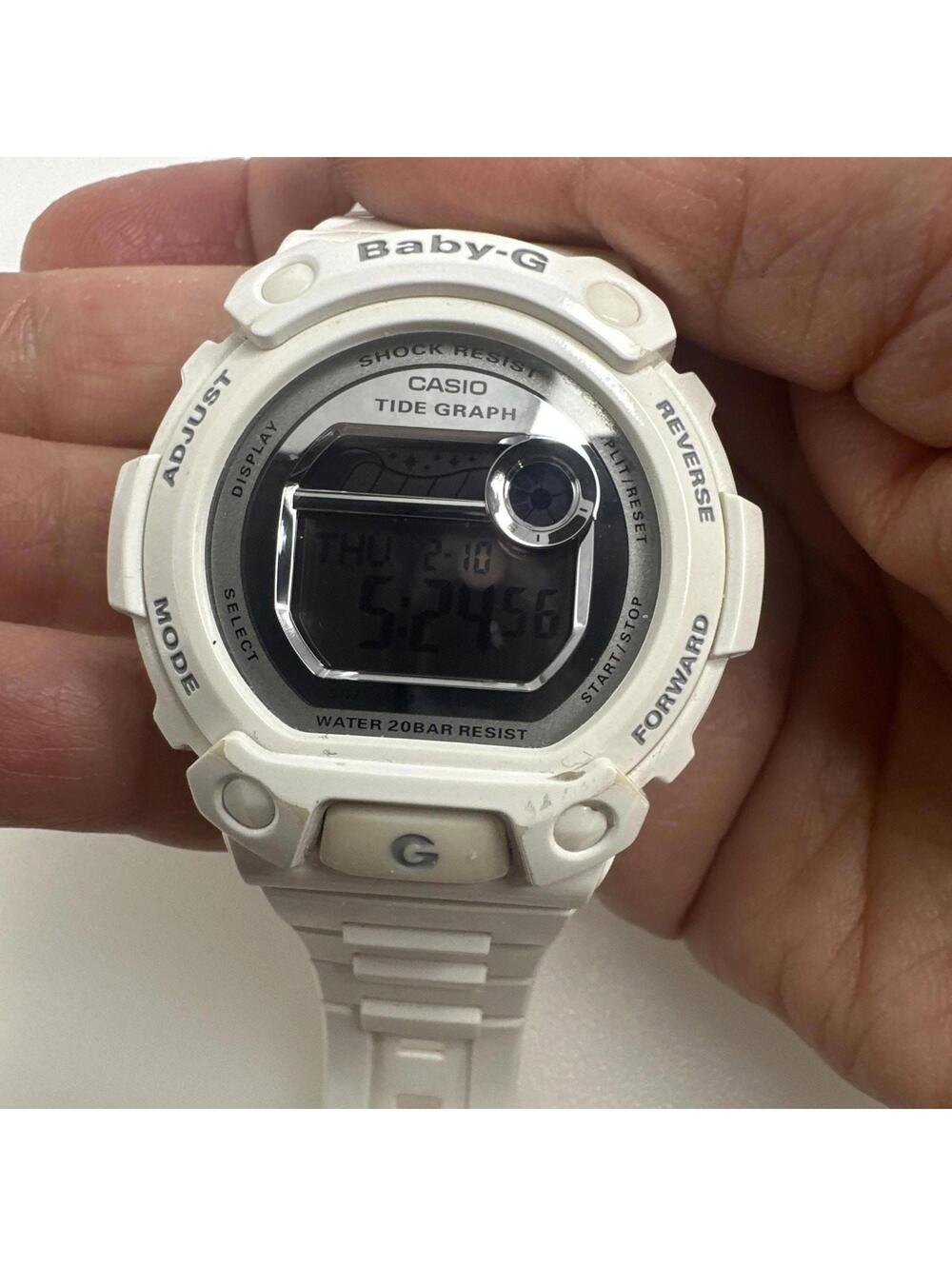 Casio Baby-G BLX-103 White G-Shock Watch Surf Tide Graph Runs Fine